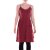 Vishes Sommerkleid Damen Träger Patchwork Stufenrock Baumwolle Gewebt dunkelrot 40