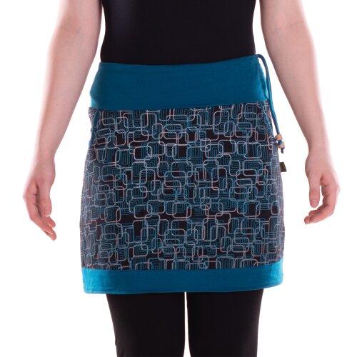 vishes Sommerrock Minirock Retro schwarz-türkis 40