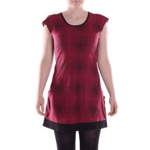 Vishes Damen Mini-Kleid Baumwolle Casual A-Linie mit Taschen dunkelrot 40