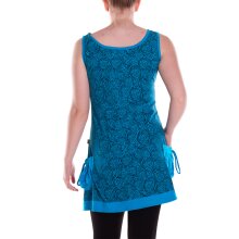 Vishes Damen Mini-Kleid Baumwolle geometrisch A-Linie Rundhalsausschnitt mit Taschen türkis 44