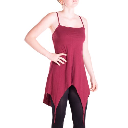 Vishes Zipfeltunika Damen Träger Verstellbar Asymmetrisch Jersey dunkelrot 48