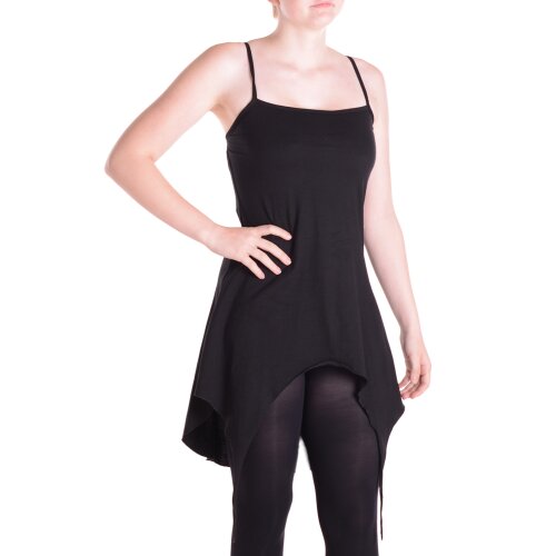 Vishes Zipfeltunika Damen Träger Verstellbar Asymmetrisch Jersey schwarz 46