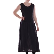 Vishes Damen Wadenlang Kleid Baumwolle Casual verstellbares Kleid schwarz 46