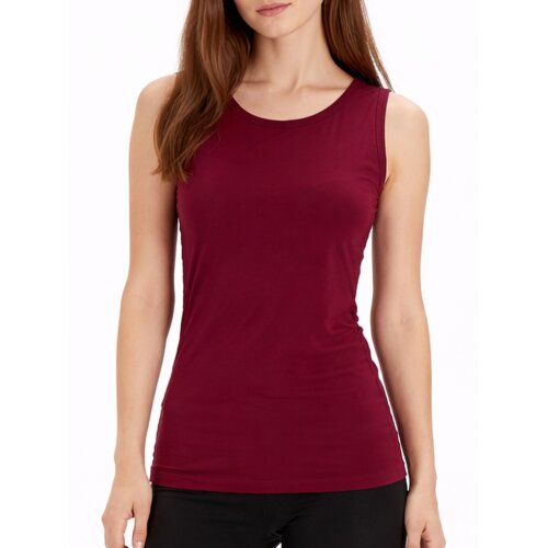 Vishes Tanktop Damen Ärmellos Unifarben Rundausschnitt Jersey Baumwolle dunkelrot 38