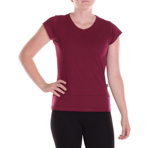 Vishes Basic Shirt Damen Kurzarm Unifarben Jersey Baumwolle Sommertop dunkelrot 38