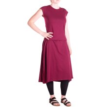 Vishes Langes einfaches Basis Sommerkleid aus Jersey mit Tunnelzug dunkelrot 42