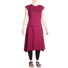 Vishes Langes einfaches Basis Sommerkleid aus Jersey mit Tunnelzug dunkelrot 42