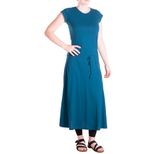 Vishes Langes einfaches Basis Sommerkleid aus Jersey mit Tunnelzug türkis 38