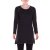 Vishes Damen Kleid Baumwolle Basic Casual Rundhalsausschnitt langarm einfarbig schwarz 48