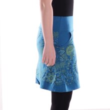 Vishes Damen Mini-Rock Baumwolle Blumen-Muster elastischer Bund mit Taschen türkis 42
