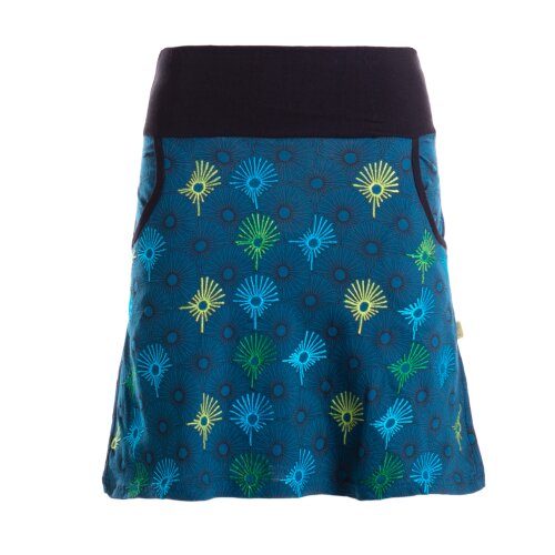 Vishes Minirock Damen Jersey Blumen Stickerei Taschen Bund Baumwolle türkis 40