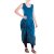 Vishes - Langes handbedrucktes verstellbares Lagenlook Baumwollkleid türkis 44