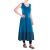 Vishes - Langes handbedrucktes verstellbares Lagenlook Baumwollkleid türkis 44