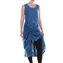 Vishes Damen Wadenlang Kleid Baumwolle Casual Pull On verstellbar türkis 44