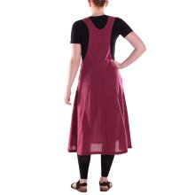 Vishes Damen Wadenlang Kleid Baumwolle Casual Oversize Look mit Taschen dunkelrot 40