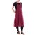 Vishes Damen Wadenlang Kleid Baumwolle Casual Oversize Look mit Taschen dunkelrot 40