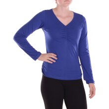 Vishes Langarmshirt Damen Gerafft V-Ausschnitt...