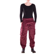 Vishes Cordhose Haremshose warm mit Band und Knöpfe dunkelrot 36
