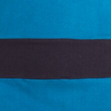 Vishes Damen A-Linie Kleid Baumwolle Casual Rundhalsausschnitt Daumenlöcher türkis-schwarz 40