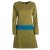 Vishes Damen A-Linie Kleid Baumwolle Casual Rundhalsausschnitt Daumenlöcher olive-türkis 44