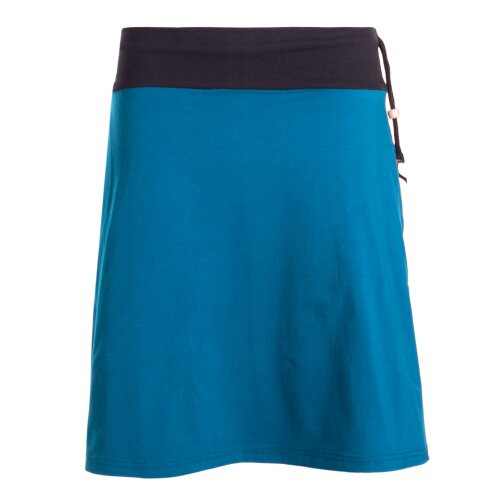 Vishes Damen Mini-Rock Baumwolle A-Linie elastischer Bund mit Kordel-Zug und Taschen