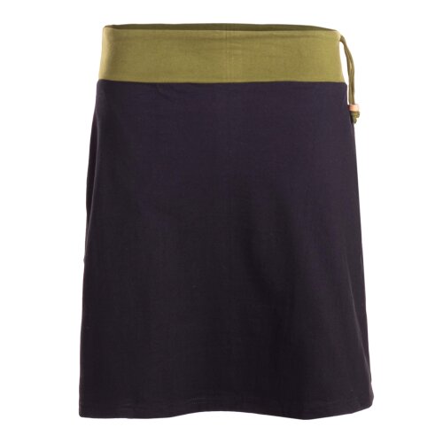 Vishes Damen Mini-Rock Baumwolle A-Linie elastischer Bund mit Kordel-Zug und Taschen schwarz-grün 44