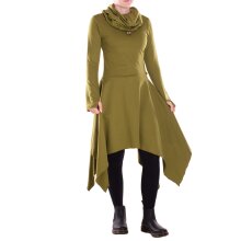 Vishes Damen Wadenlanges Kleid Baumwolle asymmetrisch...