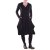 Vishes Damen asymmetrisches Kleid Baumwolle Casual mit Kapuze und Daumenloch mit Taschen schwarz 52