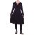 Vishes Damen asymmetrisches Kleid Baumwolle Casual mit Kapuze und Daumenloch mit Taschen schwarz 52