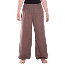Vishes Lange Damen Sommerhose Haremshose Schlupfhose einfarbig Dehnbund ohne Taschen Einheitsgröße (34-46) steinbraun