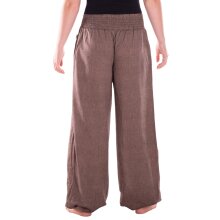 Vishes Lange Damen Sommerhose Haremshose Schlupfhose einfarbig Dehnbund ohne Taschen Einheitsgröße (34-46) steinbraun