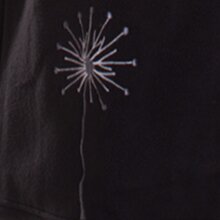 Vishes - Fleece Übergangsmantel mit Kapuze, Taschen, Daumenlöchern und bestickter Pusteblume schwarz-grau 38