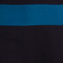 Vishes Damen Kleid Langarm A-Linie mit Kragen, zweifarbig, bequemes Freizeitkleid schwarz-türkis 40