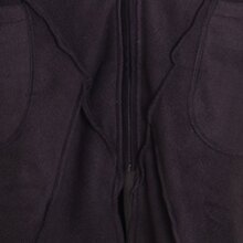 Vishes - Fleece Übergangsmantel im asymmetrischen Lagenlook mit Kapuze, Taschen, Daumenlöchern und Patchwork-Details schwarz 46