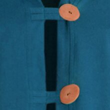 Vishes Zipfeljacke Asymmetrischer Boho Cardigan mit Kapuze und Holzknöpfen aus Baumwolle türkis 46