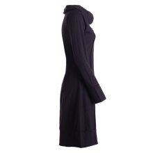 Vishes Unisex knielanges Kleid Baumwolle casual Schalkragen elastischer Bund mit Kordel-Zug schwarz 46-48