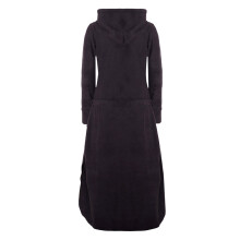 Vishes langes Fleecekleid mit Kapuze, Daumenlöchern und Bindegürtel schwarz 38