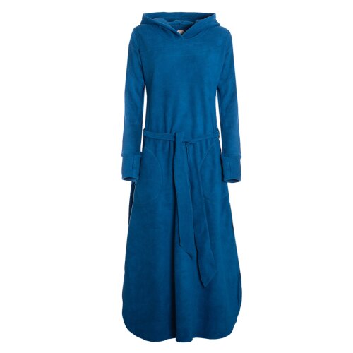 Vishes langes Fleecekleid mit Kapuze, Daumenlöchern und Bindegürtel türkis 36