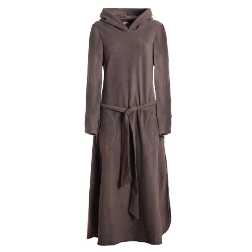Vishes langes Fleecekleid mit Kapuze, Daumenlöchern und Bindegürtel olive 38