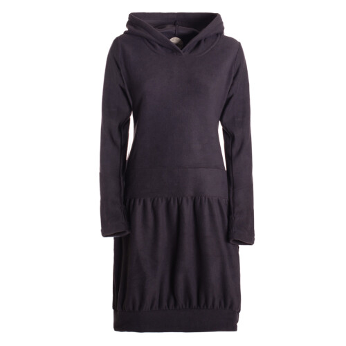 Vishes warmes Winterkleid aus Fleece mit Kapuze im Ballonstyle schwarz 40