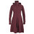Vishes Langer Damen Fleecemantel mit Kapuze und Stehkragen dunkelrot 44