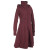 Vishes Langer Damen Fleecemantel mit Kapuze und Stehkragen dunkelrot 44