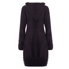 Vishes Fleece Pulloverkleid mit Kapuze und Daumenloch - warm und weich schwarz 44