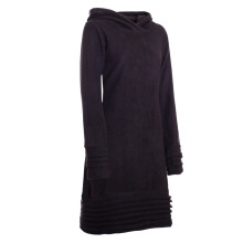 Vishes Fleece Pulloverkleid mit Kapuze und Daumenloch - warm und weich schwarz 44