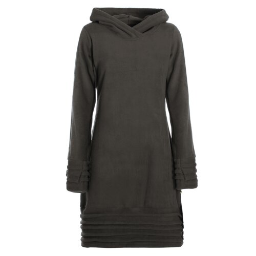 Vishes Fleece Pulloverkleid mit Kapuze und Daumenloch - warm und weich olive 40