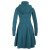 Vishes Langer Damen Fleecemantel mit Kapuze und Stehkragen türkis 42