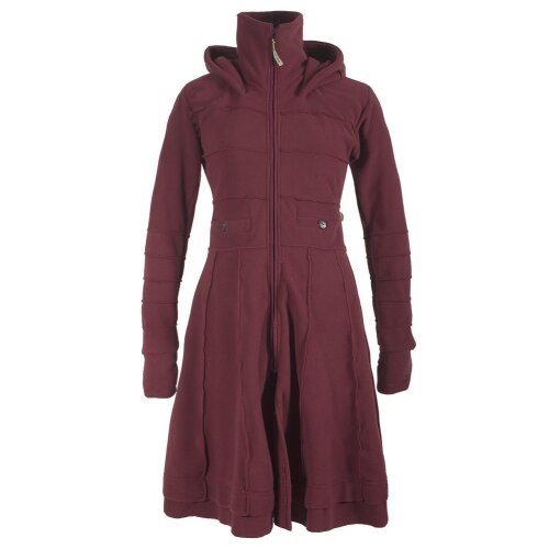 Vishes Langer Warmer Weicher Winter Fleecemantel mit Kapuze und Stehkragen dunkelrot 44
