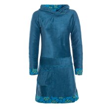Vishes Fleecekleid Damen Kapuze Bedruckt Tasche Langarm Warm