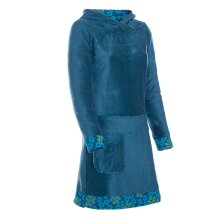 Vishes Fleecekleid Damen Kapuze Bedruckt Tasche Langarm Warm