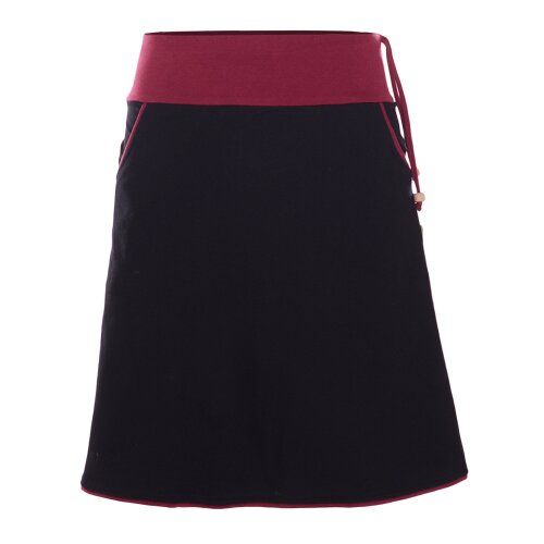 Vishes einfacher Damen Jerseyrock breiter Bund  Knielang A-Linie Farbiger Bund Baumwolle